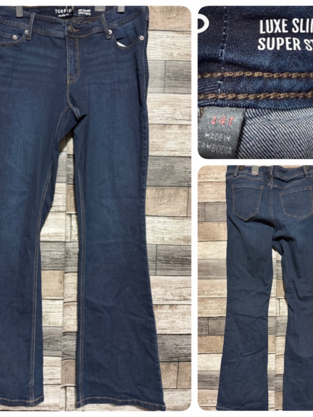 Torrid Luxe Slim Boot Jeans Women’s 14T Blue Super Stretch Mid Rise (Inseam 32)